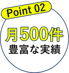 Point02 月500件豊富な実績