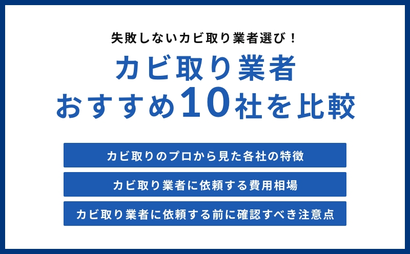 おすすめカビ取り業者10選 | 失敗しない選び方・費用相場・メリットデメリット
